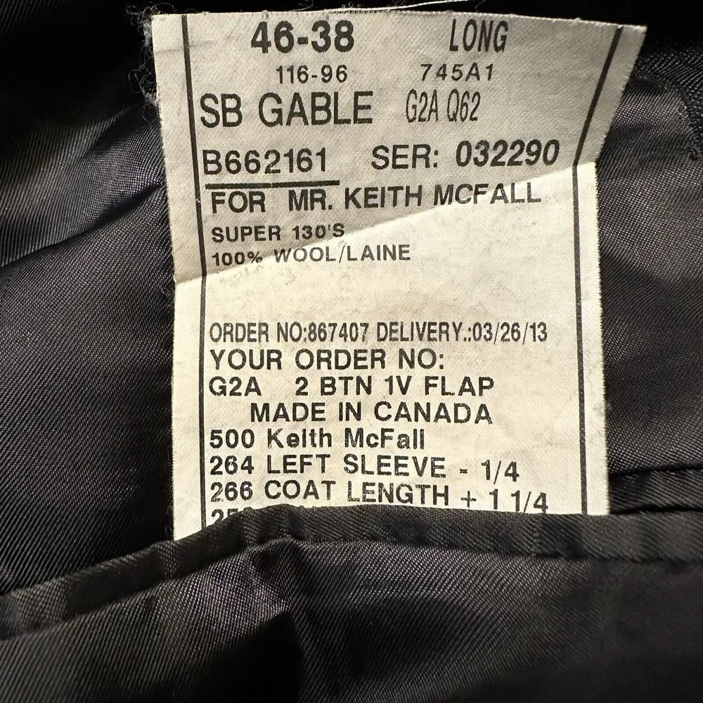 SAMUELSOHN‎ Mens SB Gable Blazer Gray Pinstripe Super 130's WOOL 46L